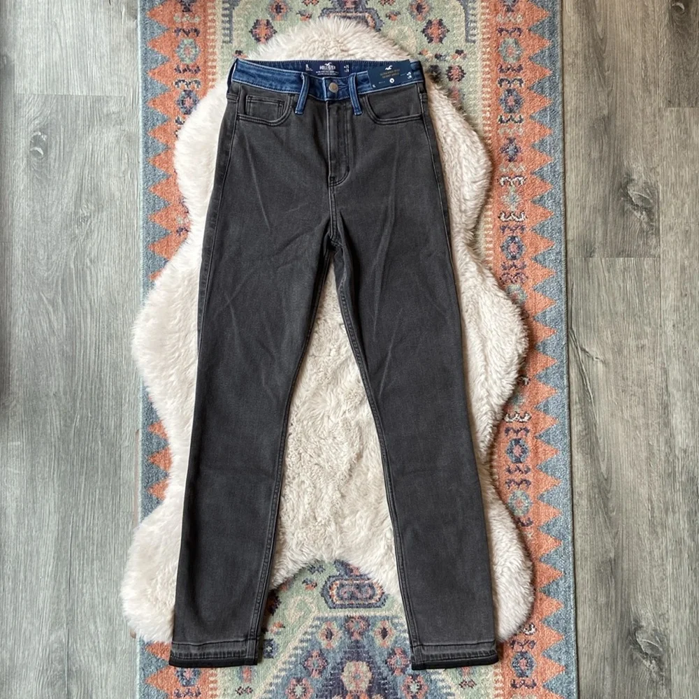 Hollister patchwork skinny jean grey black blue denim ultra high rise 25 x 29 - Picture 11 of 13